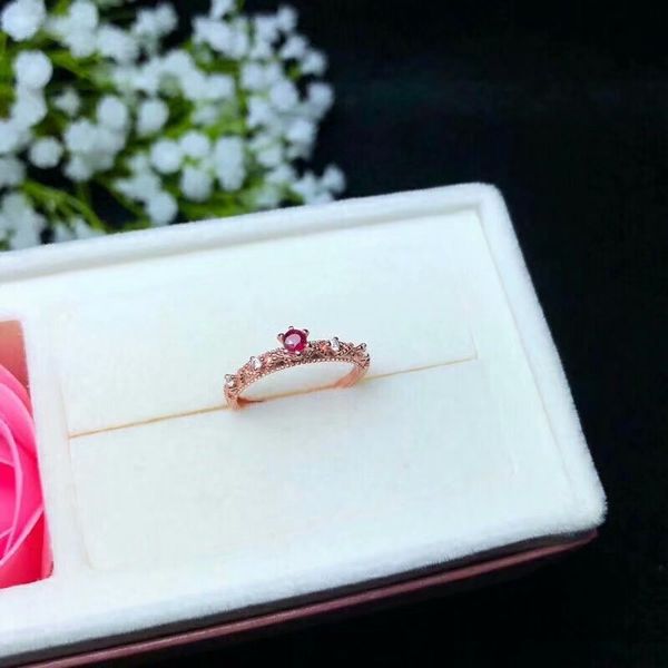 

shilovem 925 sterling silver natural red ruby rings fine jewelry women trendy cute romantic wedding plant open 3*3mm bj030306agh, Golden;silver