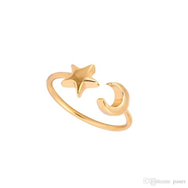 Réglable Crescent Moon /& Star Ring Silver White Sapphire Mariage Bijoux Cadeau