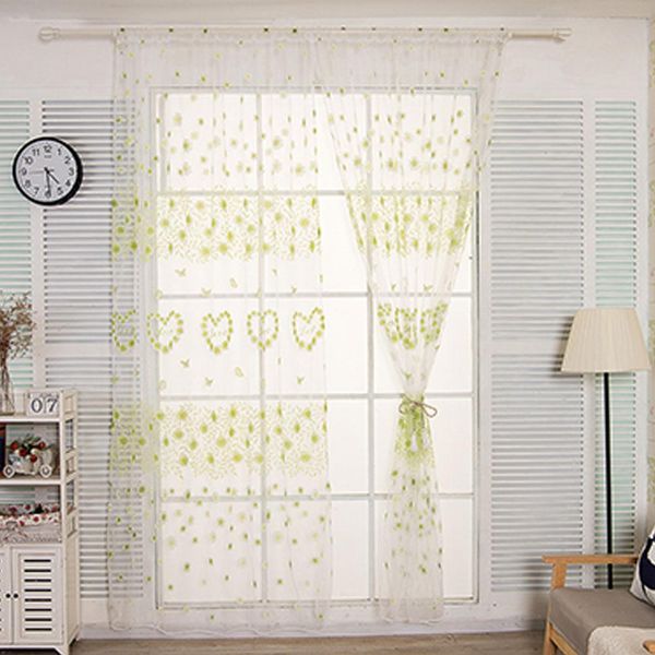 

1pc butterfly & heart window screening gauze tulle curtain drape balcony voile for home l decoration