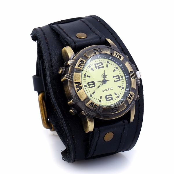 

new black mens digital watches relogio vintage genuine leather wrist watch male horloges mannen alloy watch hiphop relogio sanda, Slivery;brown