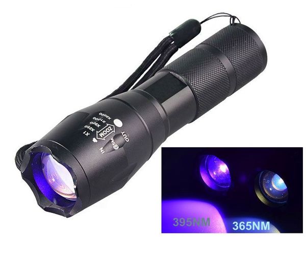 

395nm 365nm led uv ultraviolet flashlight lamp 4w powerful 18650 zoom uv adhesive curing travel safety uv detection flash light torch