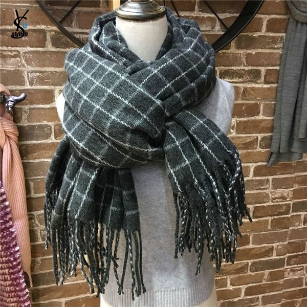 

2018 winter plaid cashmere scarf long tassel wrap blanket for couple lovers gifts women england grid scarf shawl yg910