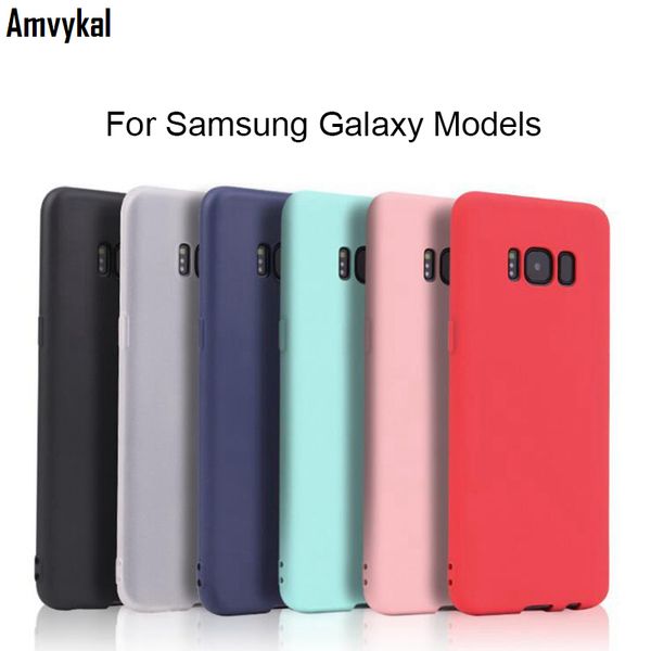 

amvykal красочные мягкий tpu силиконовый матовая крышка телефона для samsung s7 s8 s9 край s10 плюс s20 note8 9 m10 m20 j4 case