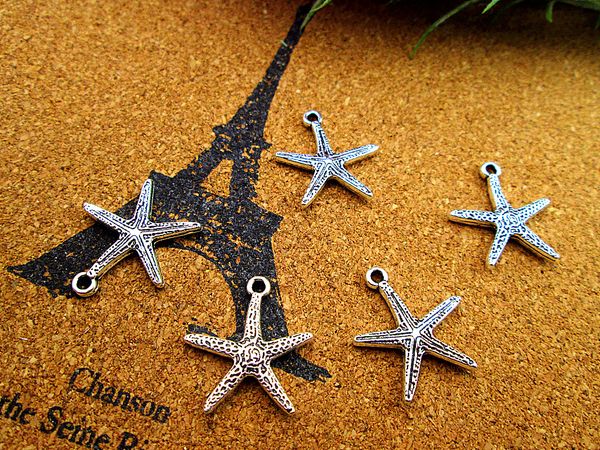 

90pcs 20*18mm antique silver color starfish charms pendant, Bronze;silver