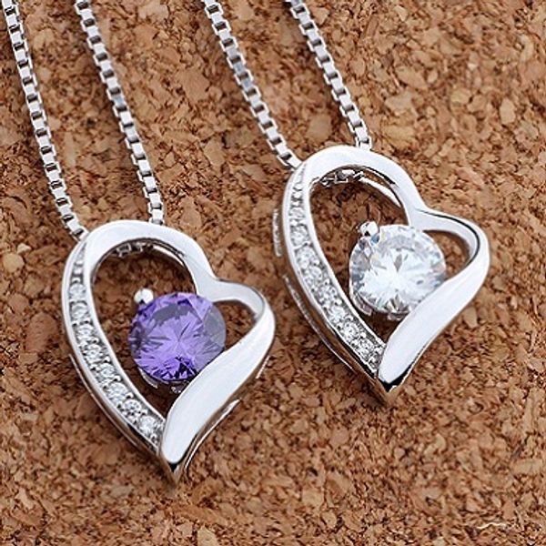 

jewelry for women s925 silver pendants necklaces suspension heart love slider diamant crystal fashion girl friend birthday gifts 17*14mm 6pc