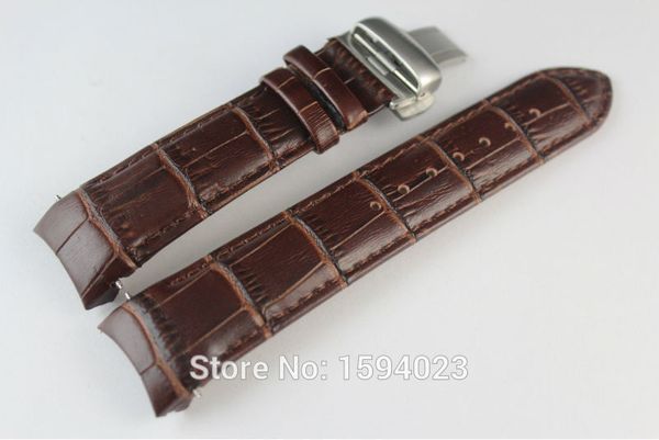 

22 мм (пряжка 20 мм) t035410a t035407a высокое качество серебряный бабочка пряжка + коричневый натуральная кожа изогнутые конец ремешок для, Black;brown