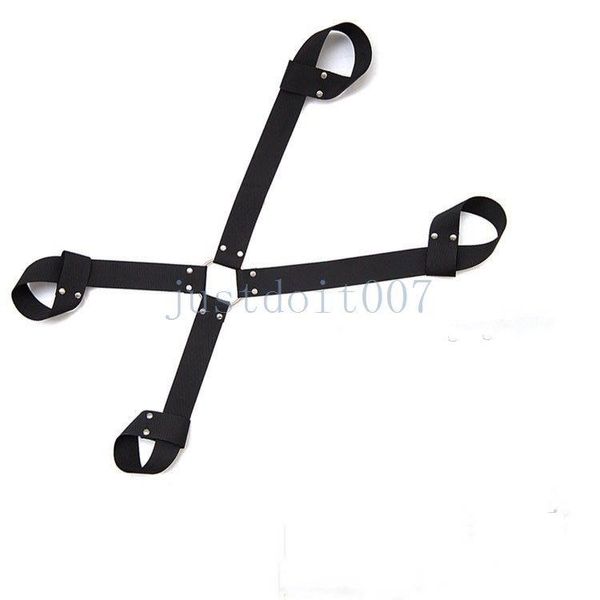 Bondage Set Nylon Handschellen Handgelenk bis Knöchel Hogtie Manschetten Zurückhaltung Hog Tie Strap Cross Fun #R45