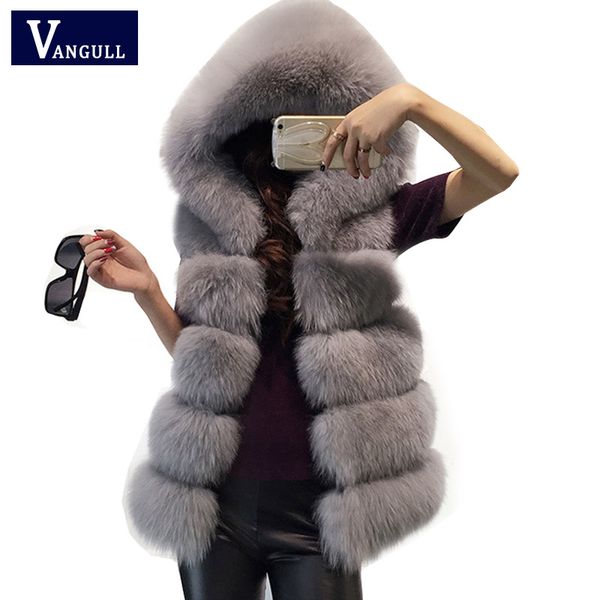 

new arrival winter warm fashion women import coat fur vests 2017 high-grade faux fur coat fox long vest women's jacket, Black
