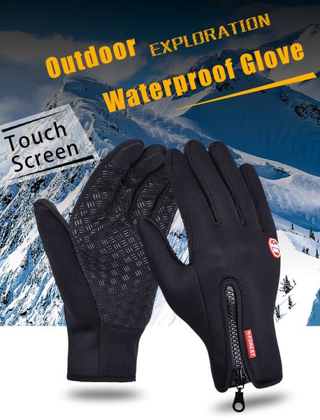

men women winter warm gloves windproof outdoor gloves thick warm mittens touch screen gloves anti-slip design, White