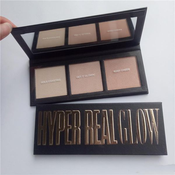 

2018 Hot Brand Hyper Real Glow Palette FLASH+AVE GET IT GLOWIN 3 Colors Highlighter Blush Palette Free Shipping