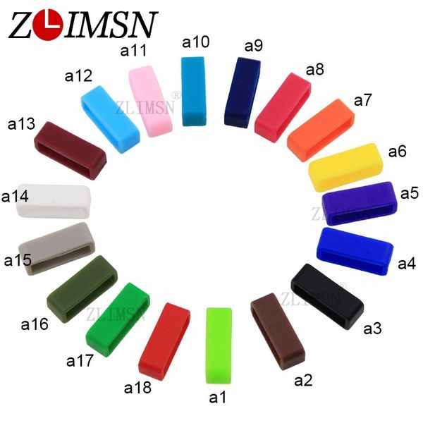 

zlimsn 4pcs watchbands ring loop silicone rubber watch strap holder locker watch accessories mutil-colors 14mm 26mm width gk01, Black;brown