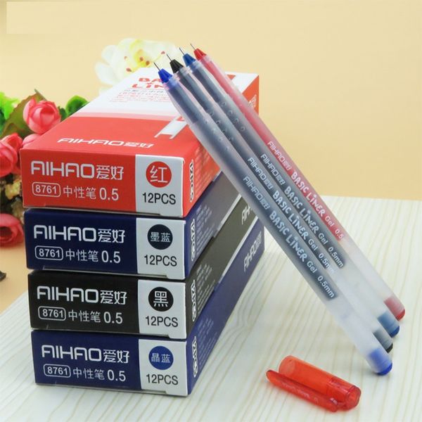 

72 pcs/lot basic liner gel pen classic 3 color office school ballpoint pen 0.5mm wholesale stationery canetas escolar a6705, Blue;orange