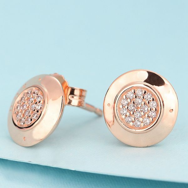 

Women Luxury Jewelry 18K Rose Gold Yellow gold plated CZ Diamond Earring Original box for Pandora 925 Sterling Silver Stud Earring