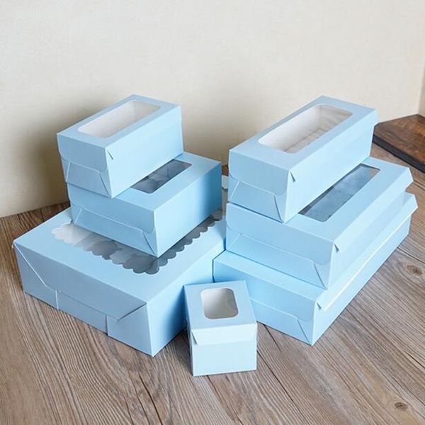 

1/2/3/4/6/8 holes blue muffin box cake cup box cupcake packaging paper with bottom bracket pudding pastry 10pcs/lot
