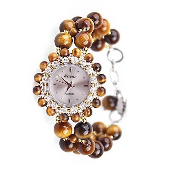 

natural temperament tiger eye stone hand chain list fashion watch lady watch creative birthday gift fashion leisure, Slivery;brown