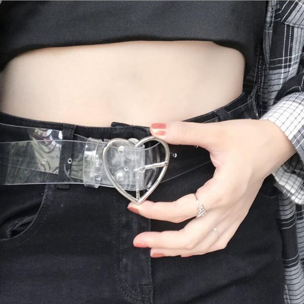 

fashion transparent leather belt for women metal heart buckle corset belt wedding party dress decor crystal waistband ladies, Black;brown