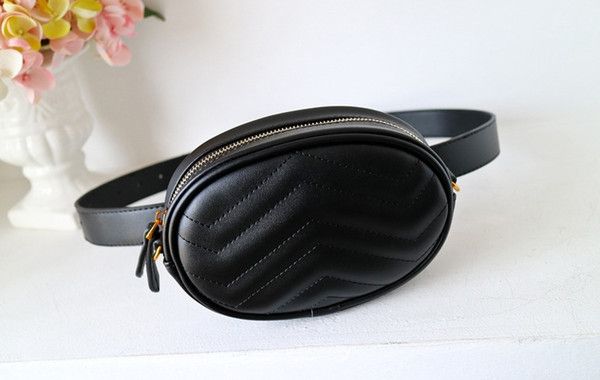 

women design waist bag black cowhide leather wallet fashion lady purse crossbody bags