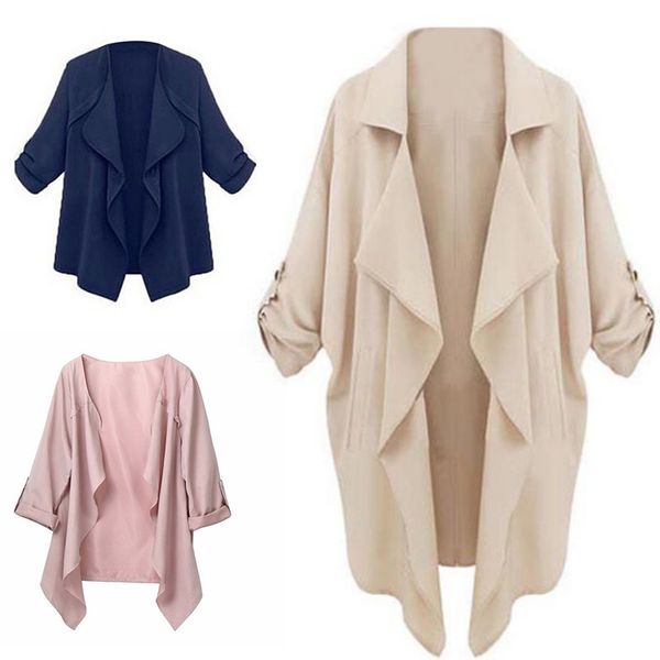 

2018 women casual cotton sweatershirt long outwear solid loose lady sleeve coat jacket female cardigan y5, Black;brown