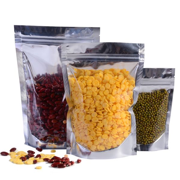 

Stand Up Reclosable Packing Bags Aluminium Foil Zip Lock Bag Translucent Mylar Bag Retail Packaging Bag for Food Tea Candy Coffee Nuts
