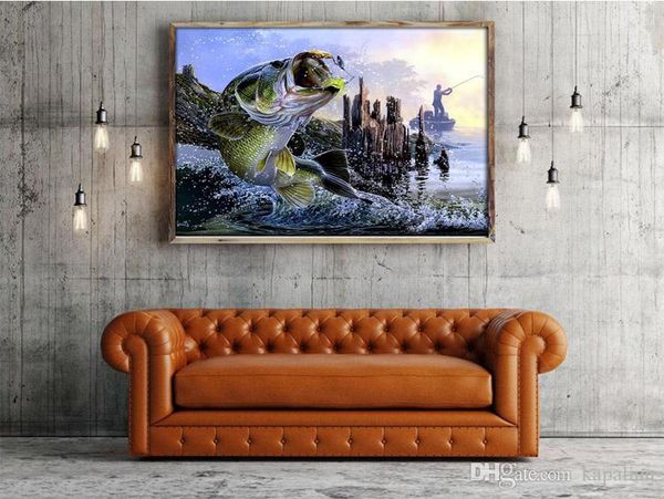

Bass Fishing Lake Sunset Art Print Poster Art Posters Print Photopaper 16 24 36 47 inches
