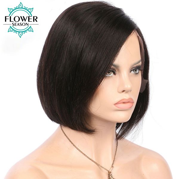 

flowerseason pre plucked short bob wigs for black women brazilian non remy bob lace front human hair wigs with baby hair 130%