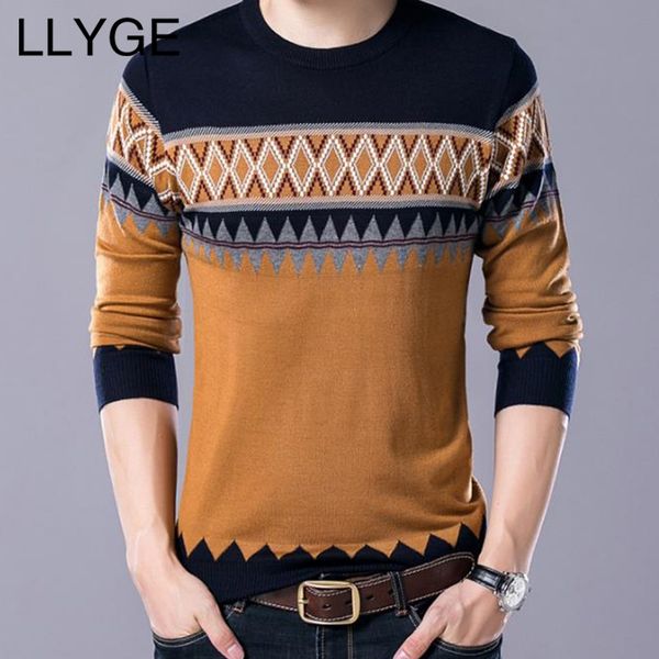 

2018 autumn winter men's sweater long sleeve patchwork slim male knitted pullover o-neck warm casual wool sweaters for men, White;black