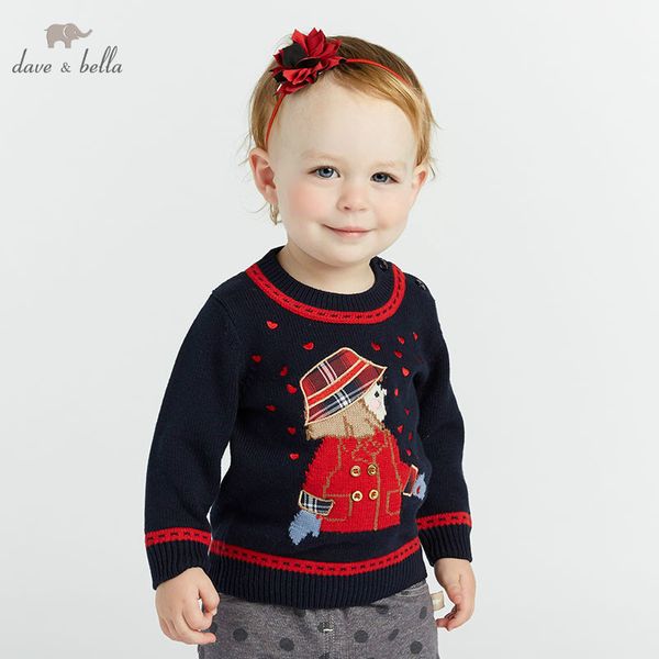 

db8434 dave bella autumn infant baby girls fashion kids toddler pullover children boutique navy knitted sweater, Blue