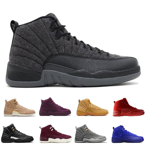 

new 12 12s men basketball shoes wheat dark grey bordeaux flu game the master taxi playoffs french blue wool barons wolf grey sports sneakers