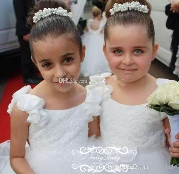 

princess flowergirl dresses ball gown flower girls wedding party gowns soft tulle crystals bow v back custom made fairy sweep train, White;blue