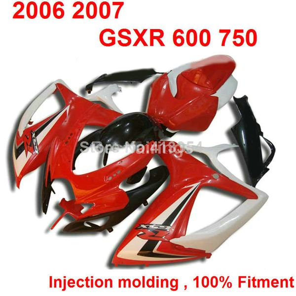

injection molding fairing kit for suzuki gsxr600 gsxr750 2006 2007 red white black gsxr 600 750 06 07 xx23