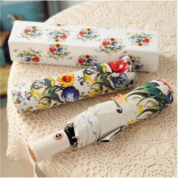 

christmas gift quality auto windproof umbrellas rain women flower uv protection paraguas brolly giftbox umbrella ing