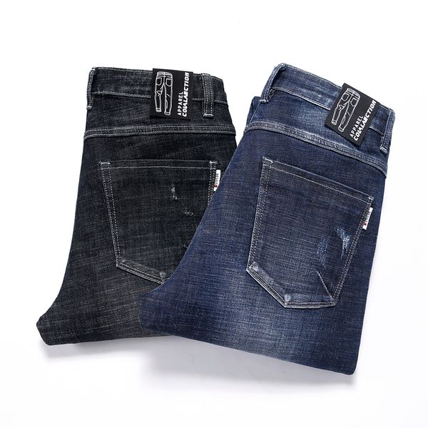 

men's jeans slim fitted long denim pant stretchable korean fashion black blue