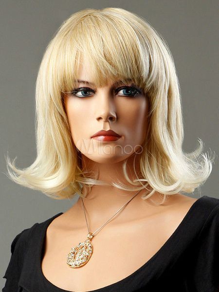 

vintage light blonde synthetic wig for women cosplay wig, Black