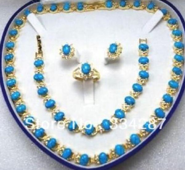 

beautiful turquoises necklace/bracelet/ring/earring set, Black