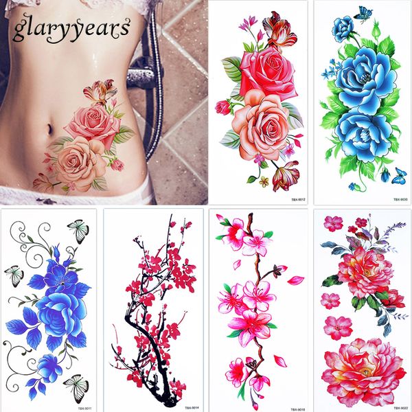 Acheter Glaryyears 3 Pièces Jolie Fleur Fleurie Dessin Coloré Tatouage Corporel Enchantress Bleu Temporaire Jambe Art Sticker Tatouage De 3485 Du