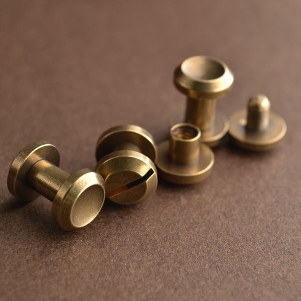 

10 pics concave wallet bag chicago brass belt screw rivet diy handmade fastener garmnet hardware leather part