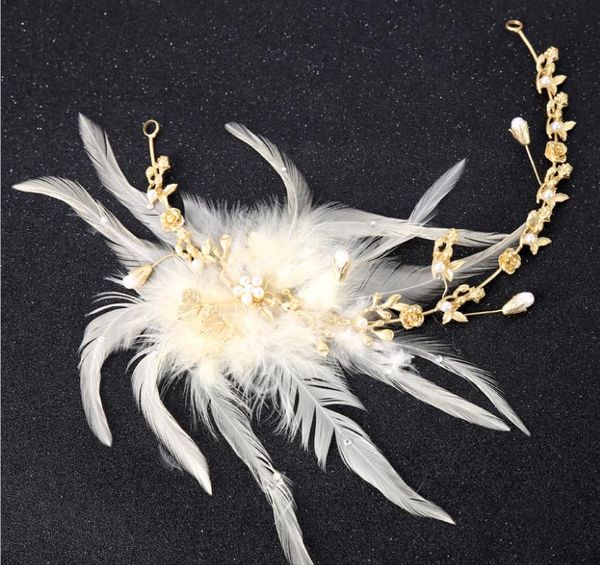 

feathered head ornament, simple white feather goddess hair belt, Silver