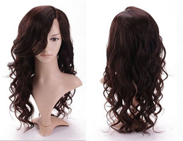 

popular big body wave human hair wigs bleached knots full lace wigs brazilian malaysian medium size swiss lace cap lace front wigs, Black;brown