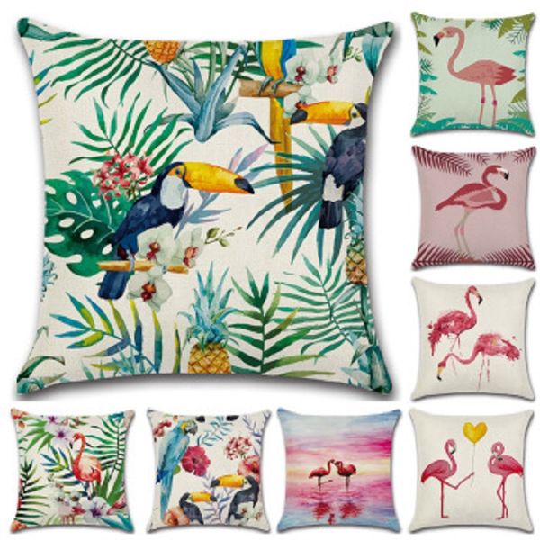 

new pillow cover 8 styles cotton cushion cover flamingo series pillow case mulitcolor pillowcase