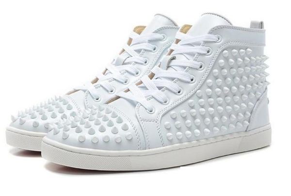 

men's fashion sneakers orlato spike high-flat shoes white luxurious leather rainers red bottom outdoor casual flats lace-up 35-46, Black