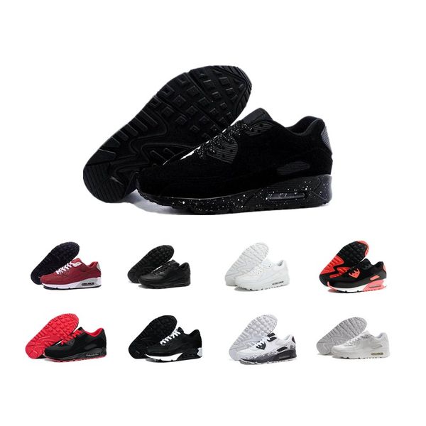 

men women new sneakers shoes classic 90 running shoes black red white sports trainer air cushion surface breathable sports shoes 36-45