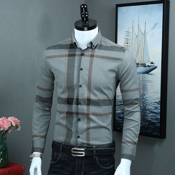 

CAIZIYIJIA 100% Cotton Plaid Mens Shirt Long Sleeve Fashion Men Dress Shirt 2018 New Designer Elegant Clothing