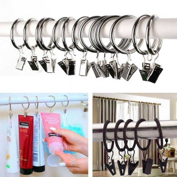 

20 pcs polished stainless steel ball shower curtain rings clips curtain hooks
