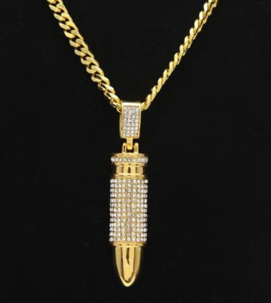 

bling hop cz gold plated cuban bullet full pistol hip pendant necklace chain tgvbt