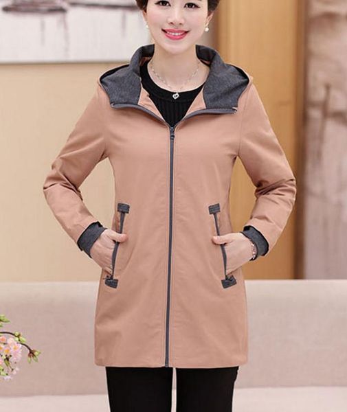 

spring and autumn long sleeved windbreak for women arder big size medium length coat, Black;brown