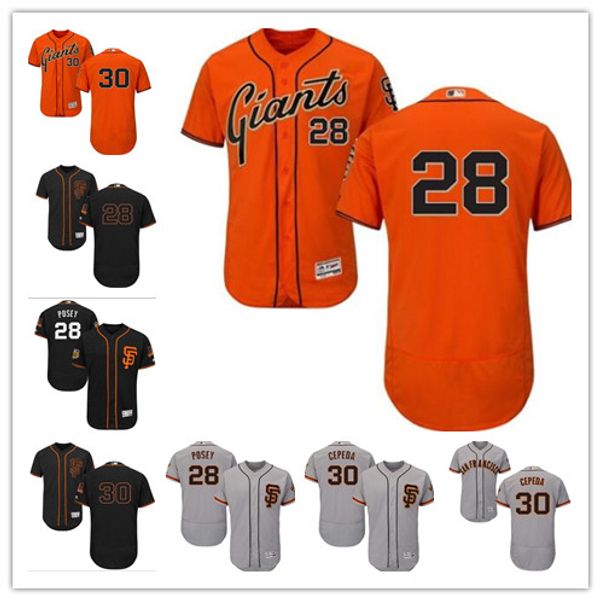 

custom men women youth sf giants jersey #28 posey 30 orlando cepeda orange grey white kids girls baseball jerseys wholesale, Blue;black