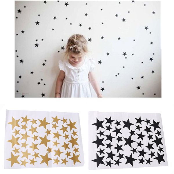 

39 star gold silver black white stars paern pvc diy wall art decals for kids room decoration wall stickers home decor ic893920