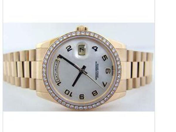 

luxury watch day date president gold mother of pearl diamond bezel 118348 - watch chest, Slivery;brown