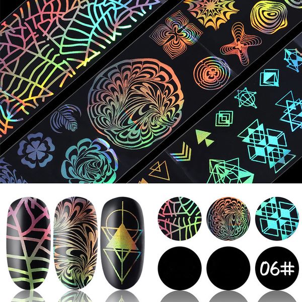 

trilateral holographic nail foil 4*50cm laser firework wave triangle transfer sticker manicure nail art decoration, Black