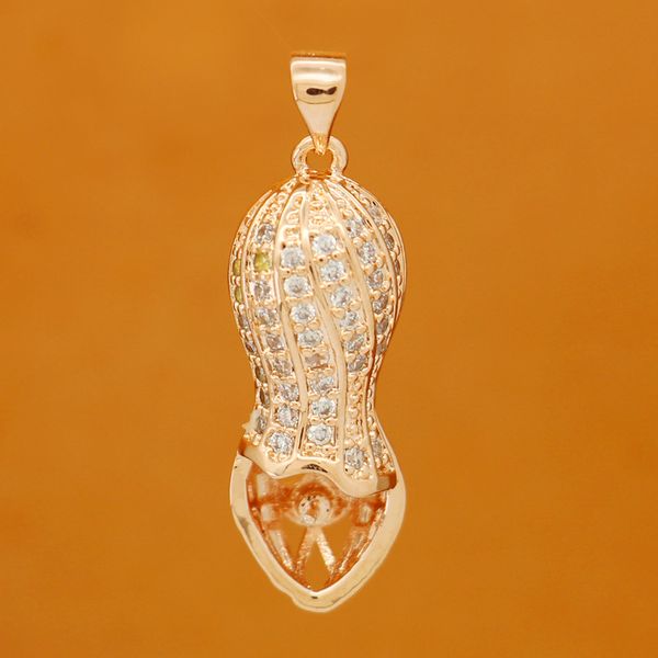 Mode Perlenkette Anhänger Kupfer Erdnussform Anhänger Halterung (Perle muss separat erworben werden)